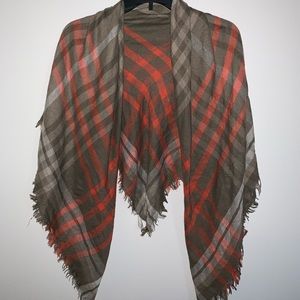 Orange & Brown Plaid Blanket Scarf